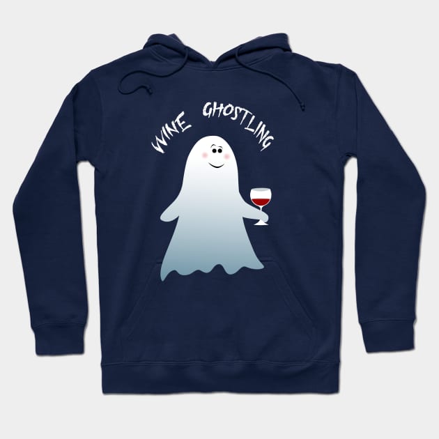 Wine Ghost Happy Halloween Hoodie by Lastdrop